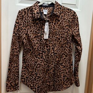 Chico's Animal Print Long Sleeve Shirt size small/0